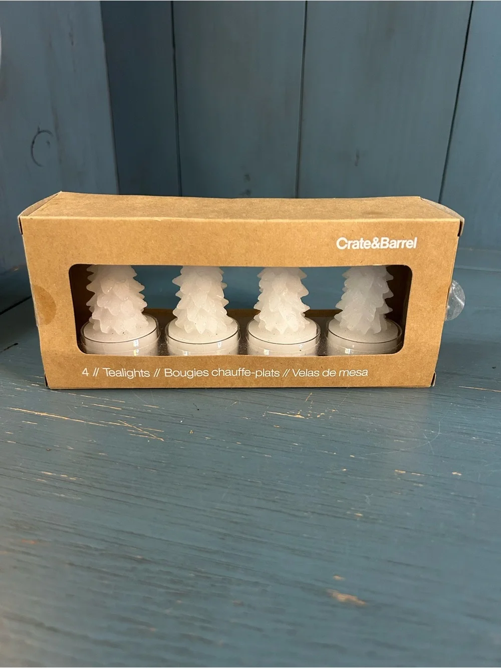 Crate&Barrel White Tree Tealight Candles - Set of 4